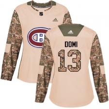 Women's Adidas Montreal Canadiens #13 Max Domi Authentic Camo Veterans Day Practice NHL Jersey