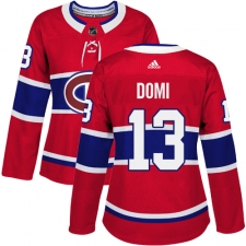Women's Adidas Montreal Canadiens #13 Max Domi Authentic Red Home NHL Jersey