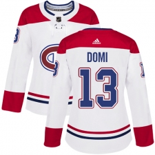 Women's Adidas Montreal Canadiens #13 Max Domi Authentic White Away NHL Jersey