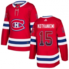 Men's Adidas Montreal Canadiens #15 Jesperi Kotkaniemi Authentic Red Drift Fashion NHL Jersey