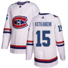 Men's Adidas Montreal Canadiens #15 Jesperi Kotkaniemi Authentic White 2017 100 Classic NHL Jersey