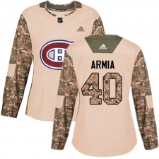 Women's Adidas Montreal Canadiens #40 Joel Armia Authentic Camo Veterans Day Practice NHL Jersey