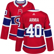 Women's Adidas Montreal Canadiens #40 Joel Armia Authentic Red Home NHL Jersey