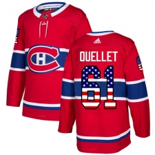 Men's Adidas Montreal Canadiens #61 Xavier Ouellet Authentic Red USA Flag Fashion NHL Jersey