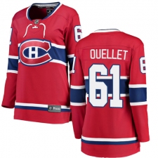 Women's Montreal Canadiens #61 Xavier Ouellet Authentic Red Home Fanatics Branded Breakaway NHL Jersey