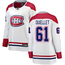 Women's Montreal Canadiens #61 Xavier Ouellet Authentic White Away Fanatics Branded Breakaway NHL Jersey