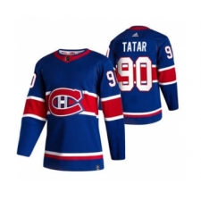 Men's Montreal Canadiens #90 Tomas Tatar Blue 2020-21 Reverse Retro Alternate Hockey Jersey