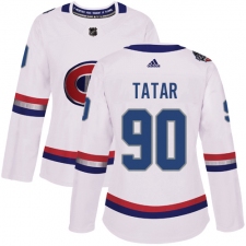 Women's Adidas Montreal Canadiens #90 Tomas Tatar Authentic White 2017 100 Classic NHL Jersey