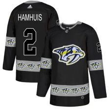 Men's Adidas Nashville Predators #2 Dan Hamhuis Authentic Black Team Logo Fashion NHL Jersey