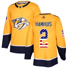 Men's Adidas Nashville Predators #2 Dan Hamhuis Authentic Gold USA Flag Fashion NHL Jersey