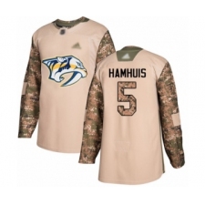 Men's Nashville Predators #5 Dan Hamhuis Authentic Camo Veterans Day Practice Hockey Jersey