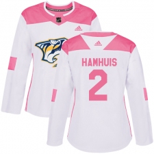 Women's Adidas Nashville Predators #2 Dan Hamhuis Authentic White Pink Fashion NHL Jersey