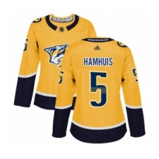 Women's Nashville Predators #5 Dan Hamhuis Authentic Gold Home Hockey Jersey