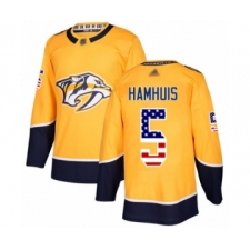 Youth Nashville Predators #5 Dan Hamhuis Authentic Gold USA Flag Fashion Hockey Jersey
