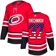 Men's Adidas Carolina Hurricanes #37 Andrei Svechnikov Authentic Red USA Flag Fashion NHL Jersey
