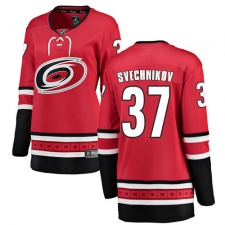 Women's Carolina Hurricanes #37 Andrei Svechnikov Authentic Red Home Fanatics Branded Breakaway NHL Jersey