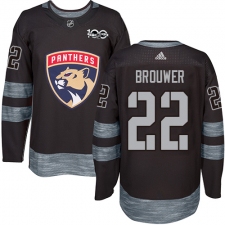 Men's Adidas Florida Panthers #22 Troy Brouwer Authentic Black 1917-2017 100th Anniversary NHL Jersey
