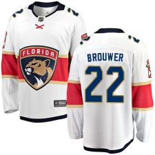 Men's Florida Panthers #22 Troy Brouwer Authentic White Away Fanatics Branded Breakaway NHL Jersey