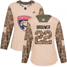 Women's Adidas Florida Panthers #22 Troy Brouwer Authentic Camo Veterans Day Practice NHL Jersey