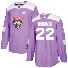 Youth Adidas Florida Panthers #22 Troy Brouwer Authentic Purple Fights Cancer Practice NHL Jersey