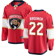 Youth Florida Panthers #22 Troy Brouwer Authentic Red Home Fanatics Branded Breakaway NHL Jersey
