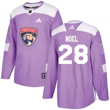 Men's Adidas Florida Panthers #28 Serron Noel Authentic Purple Fights Cancer Practice NHL Jersey