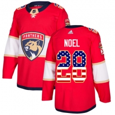 Men's Adidas Florida Panthers #28 Serron Noel Authentic Red USA Flag Fashion NHL Jersey