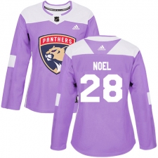 Women's Adidas Florida Panthers #28 Serron Noel Authentic Purple Fights Cancer Practice NHL Jersey