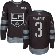 Men's Adidas Los Angeles Kings #3 Dion Phaneuf Authentic Black 1917-2017 100th Anniversary NHL Jersey