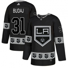 Men's Adidas Los Angeles Kings #31 Peter Budaj Authentic Black Team Logo Fashion NHL Jersey