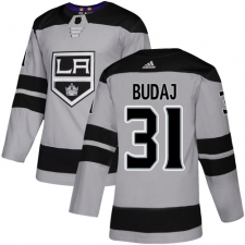 Men's Adidas Los Angeles Kings #31 Peter Budaj Premier Gray Alternate NHL Jersey