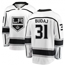 Men's Los Angeles Kings #31 Peter Budaj Authentic White Away Fanatics Branded Breakaway NHL Jersey