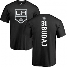 NHL Adidas Los Angeles Kings #31 Peter Budaj Black Backer T-Shirt