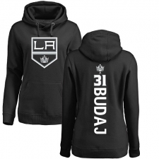 NHL Women's Adidas Los Angeles Kings #31 Peter Budaj Black Backer Pullover Hoodie