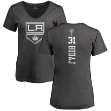 NHL Women's Adidas Los Angeles Kings #31 Peter Budaj Charcoal One Color Backer T-Shirt
