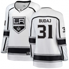 Women's Los Angeles Kings #31 Peter Budaj Authentic White Away Fanatics Branded Breakaway NHL Jersey