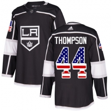 Men's Adidas Los Angeles Kings #44 Nate Thompson Authentic Black USA Flag Fashion NHL Jersey