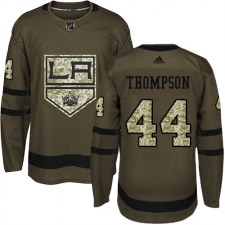 Men's Adidas Los Angeles Kings #44 Nate Thompson Authentic Green Salute to Service NHL Jersey