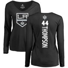 NHL Women's Adidas Los Angeles Kings #44 Nate Thompson Black Backer Long Sleeve T-Shirt