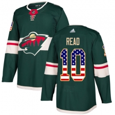 Men's Adidas Minnesota Wild #10 Matt Read Authentic Green USA Flag Fashion NHL Jersey