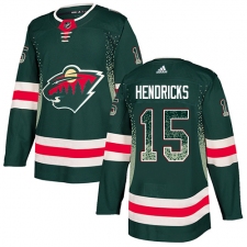 Men's Adidas Minnesota Wild #15 Matt Hendricks Authentic Green Drift Fashion NHL Jersey