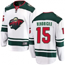 Men's Minnesota Wild #15 Matt Hendricks Authentic White Away Fanatics Branded Breakaway NHL Jersey
