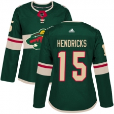 Women's Adidas Minnesota Wild #15 Matt Hendricks Authentic Green Home NHL Jersey