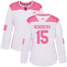 Women's Adidas Minnesota Wild #15 Matt Hendricks Authentic White Pink Fashion NHL Jersey