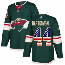 Men's Adidas Minnesota Wild #44 Matt Bartkowski Authentic Green USA Flag Fashion NHL Jersey