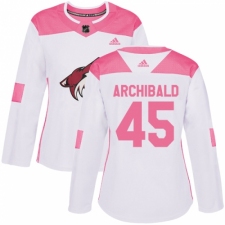 Women's Adidas Arizona Coyotes #45 Josh Archibald Authentic White Pink Fashion NHL Jersey