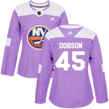 Women's Adidas New York Islanders #45 Noah Dobson Authentic Purple Fights Cancer Practice NHL Jersey