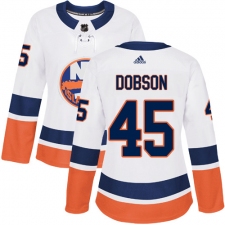 Women's Adidas New York Islanders #45 Noah Dobson Authentic White Away NHL Jersey