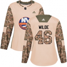 Women's Adidas New York Islanders #46 Bode Wilde Authentic Camo Veterans Day Practice NHL Jersey