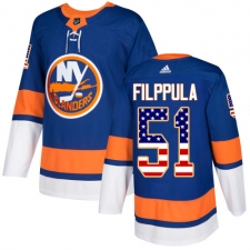Men's Adidas New York Islanders #51 Valtteri Filppula Authentic Royal Blue USA Flag Fashion NHL Jersey